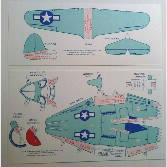 Airplane Toy Jack Armstrong Tru-Flite Model Of American Aircobra 1944 GM Plane - Picture 1 of 4